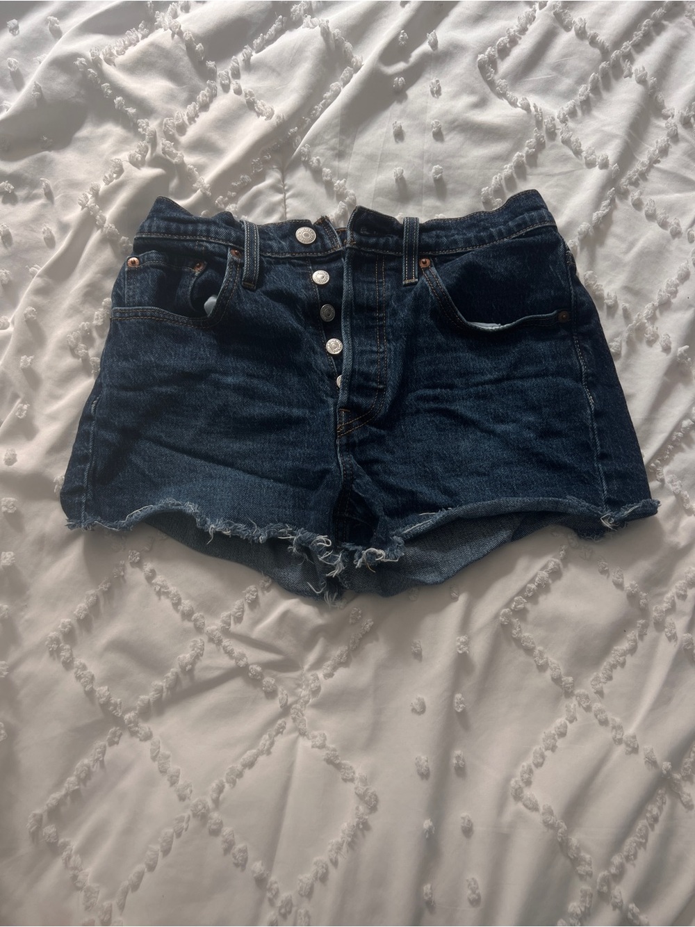 Levi's Dark Blue Button-Front Denim Shorts